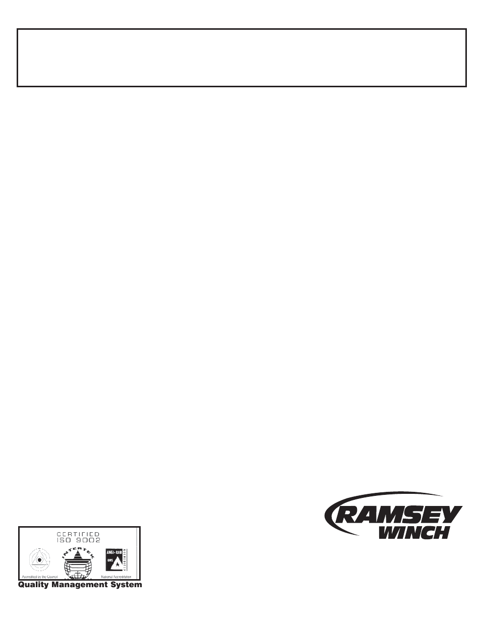 Warranty information, Limited lifetime warranty | Ramsey Winch H-400 LEVER (JERR-DAN) User Manual | Page 12 / 12