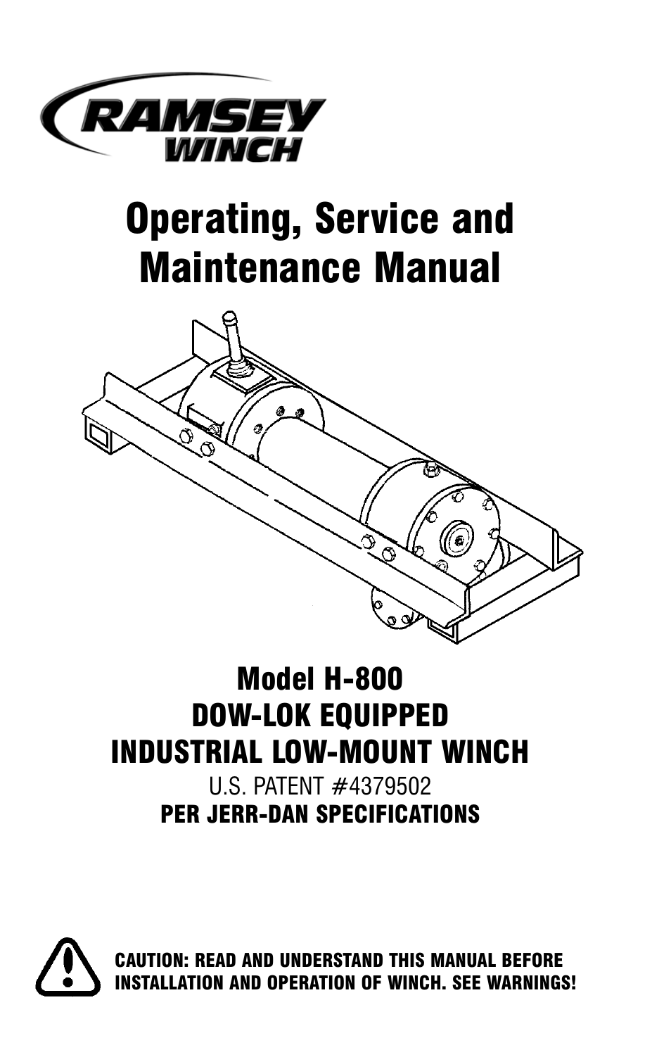 Ramsey Winch H-800 (JERR-DAN) User Manual | 20 pages