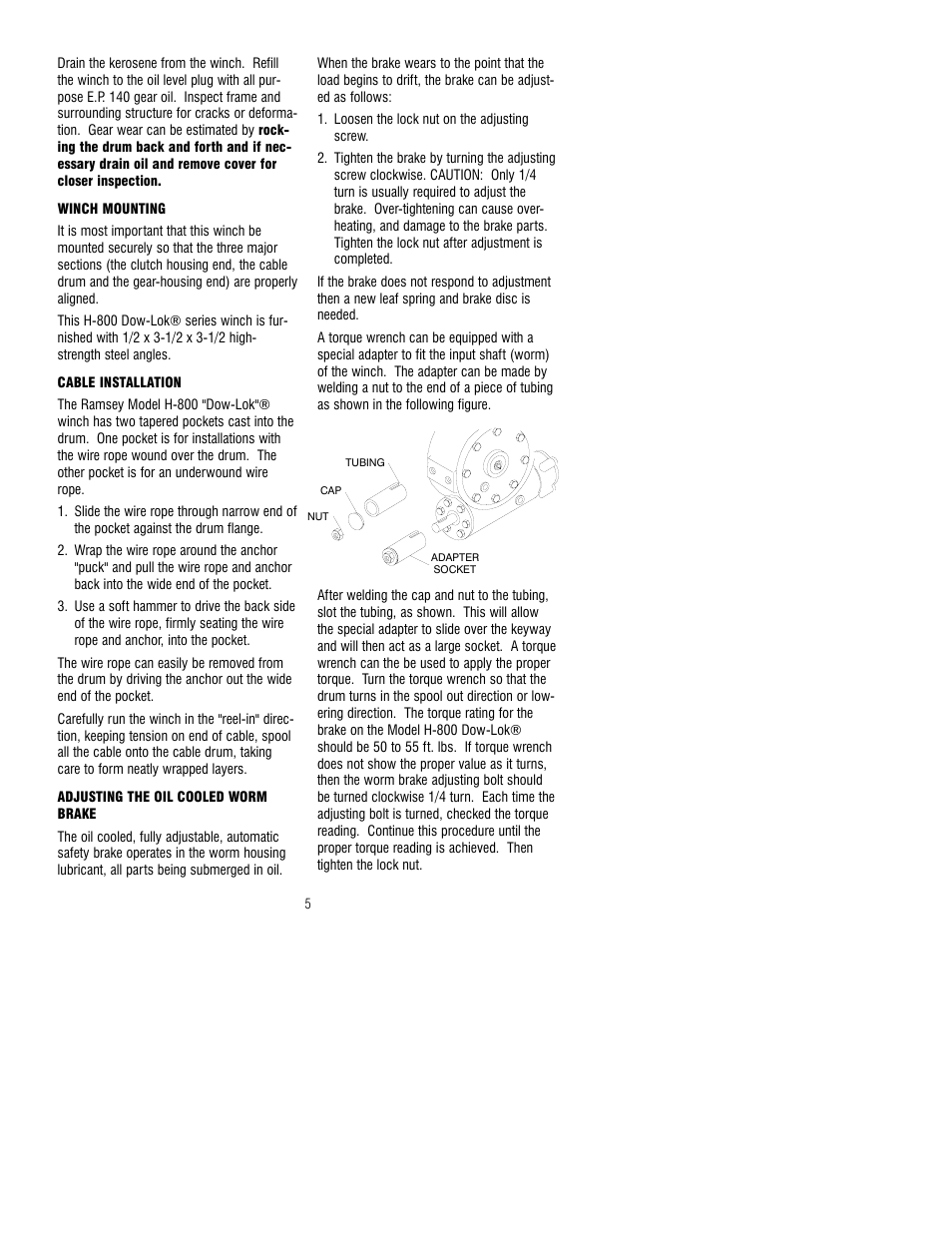 Ramsey Winch H-800 DOW-LOK (JERR-DAN) User Manual | Page 5 / 20