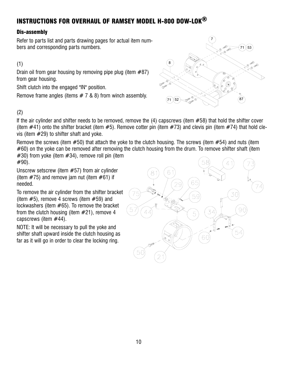 Ramsey Winch H-800 W/AIR SHIFTER (TALBERT) User Manual | Page 10 / 24