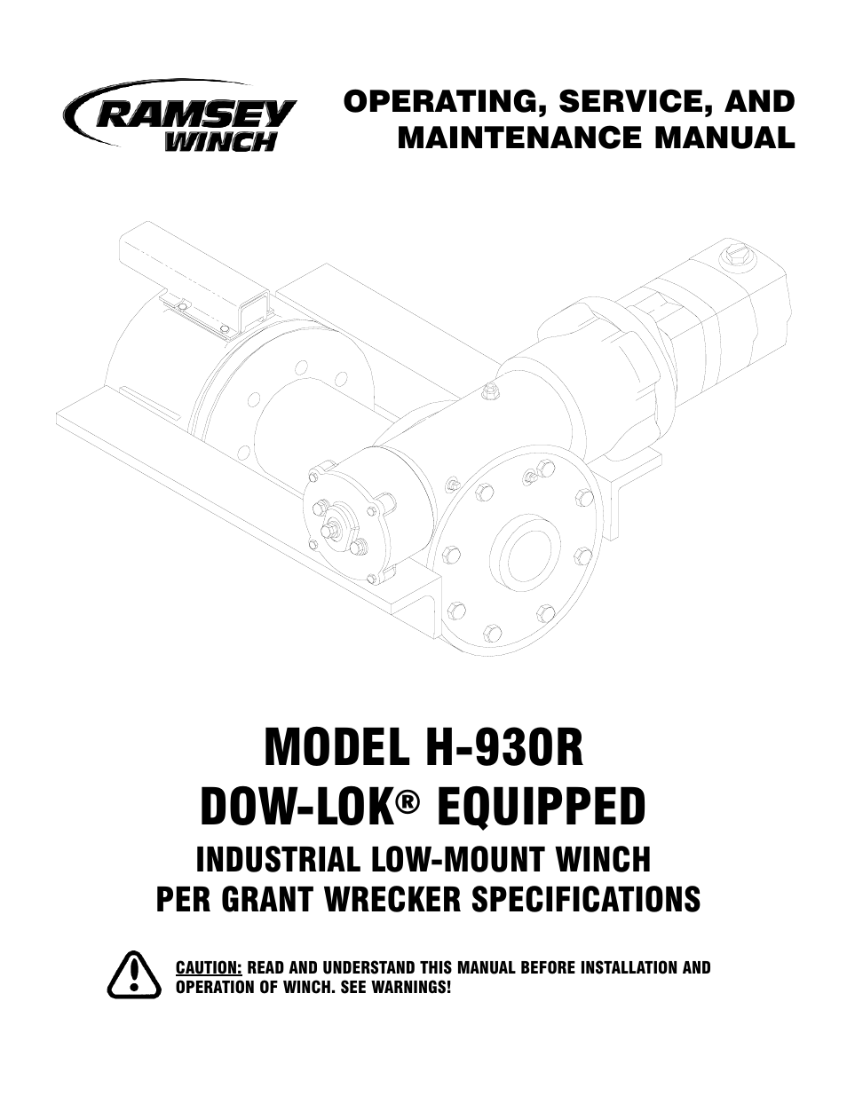 Ramsey Winch H-930r DOW-LOK w/Air Shifter for Grant Wrecker User Manual | 20 pages