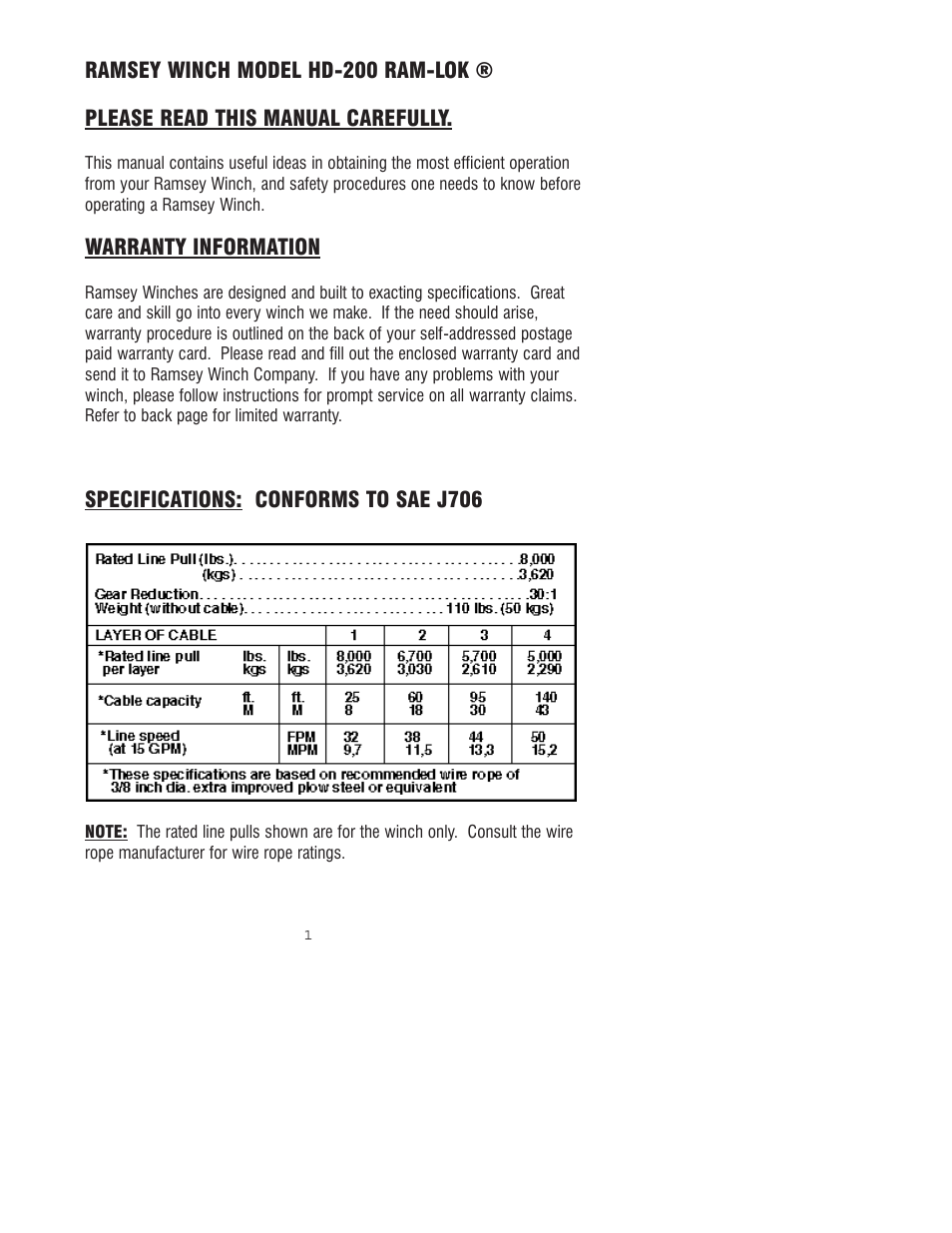 Ramsey Winch HD-200 (JERR-DAN) User Manual | Page 4 / 20