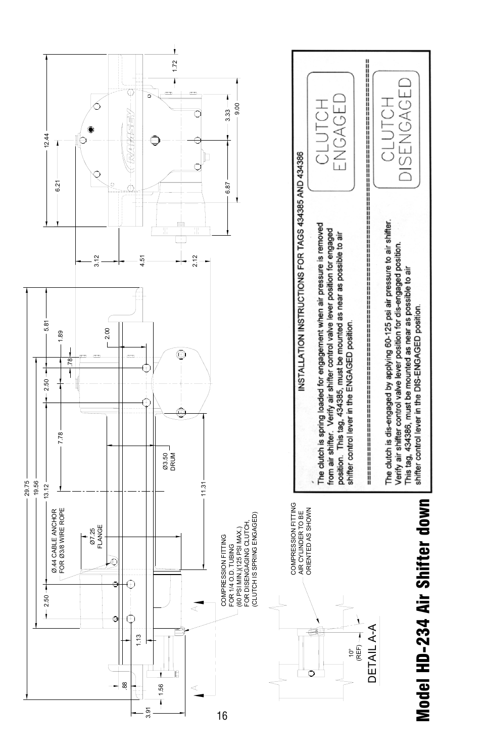 Model hd -234 air shif ter down, Detail a-a | Ramsey Winch HD-234 (JERR-DAN) {CURRENT} User Manual | Page 16 / 28