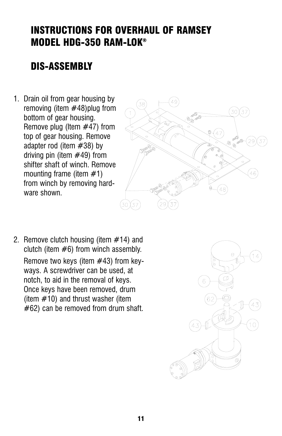 Dis-assembly | Ramsey Winch HDG-350 (JERR-DAN) (NOT CURRENT) User Manual | Page 11 / 20