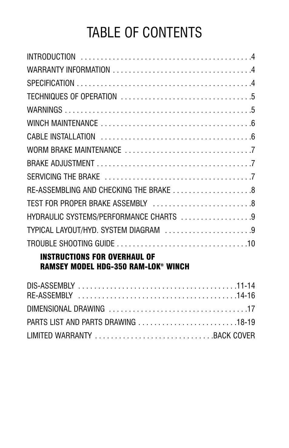 Ramsey Winch HDG-350 (JERR-DAN) (NOT CURRENT) User Manual | Page 3 / 20