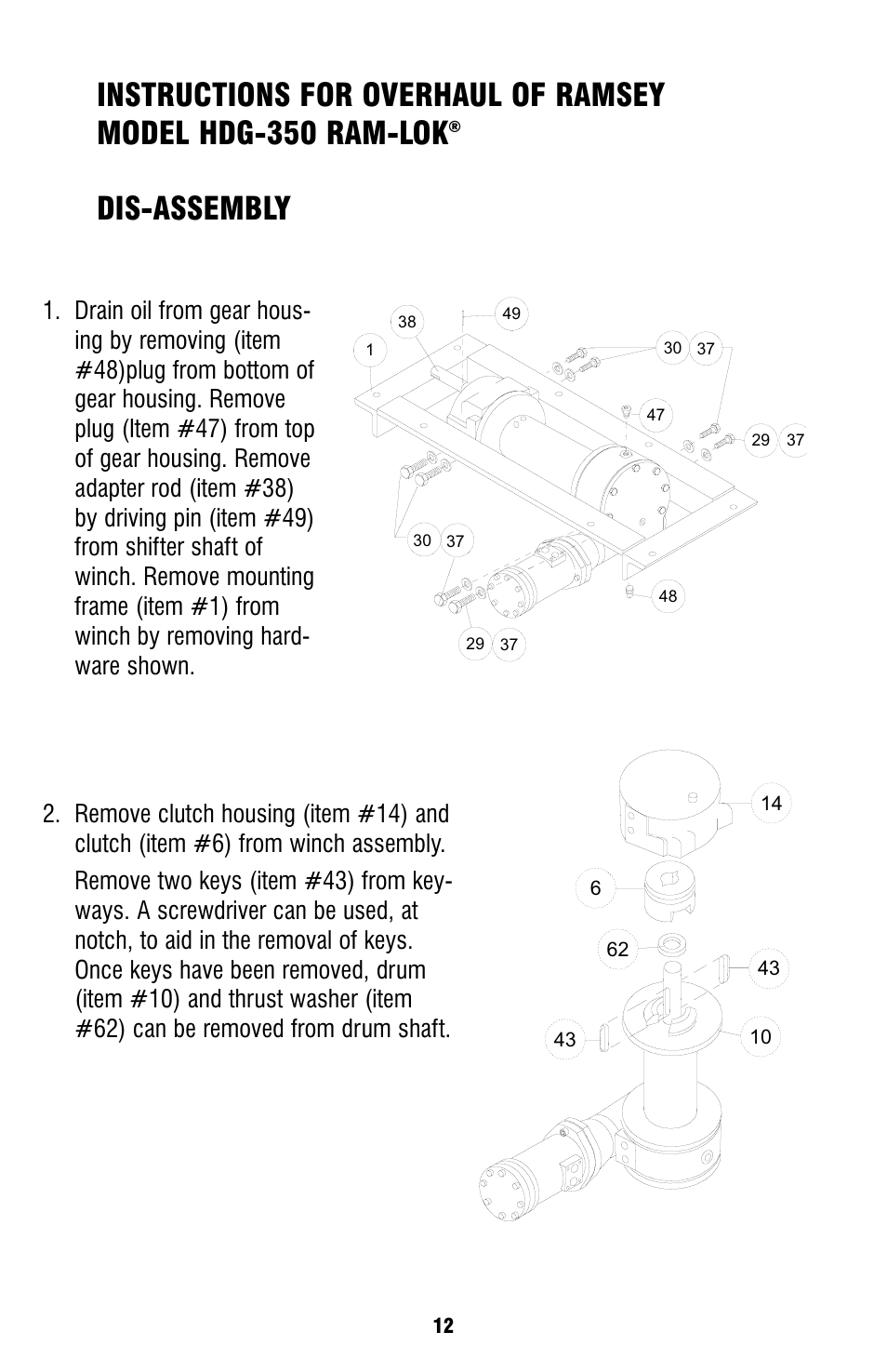 Dis-assembly | Ramsey Winch HDG-350 (JERR-DAN) {CURRENT} User Manual | Page 12 / 28