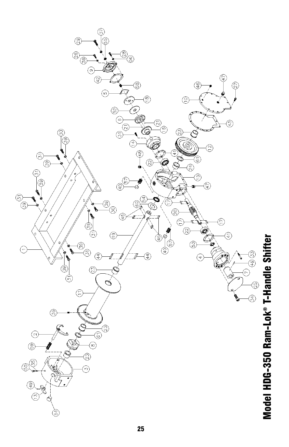 Model hdg-350 ram-lok, T-handle shif ter | Ramsey Winch HDG-350 (JERR-DAN) {CURRENT} User Manual | Page 25 / 28