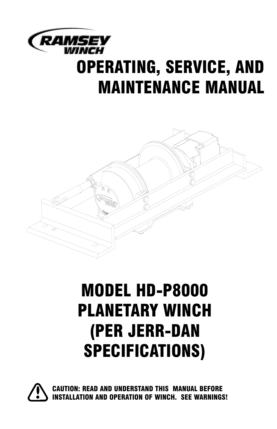 Ramsey Winch HD-P8000 W/FRAME (JERR-DAN) User Manual | 20 pages