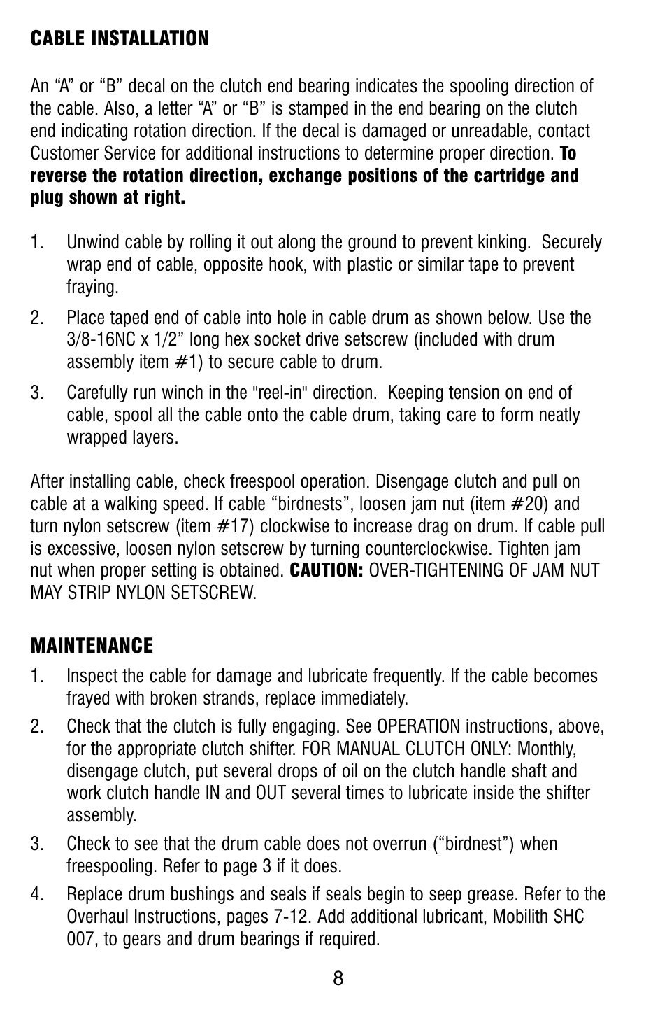 Ramsey Winch HD-P8000 W/FRAME (JERR-DAN) User Manual | Page 8 / 20