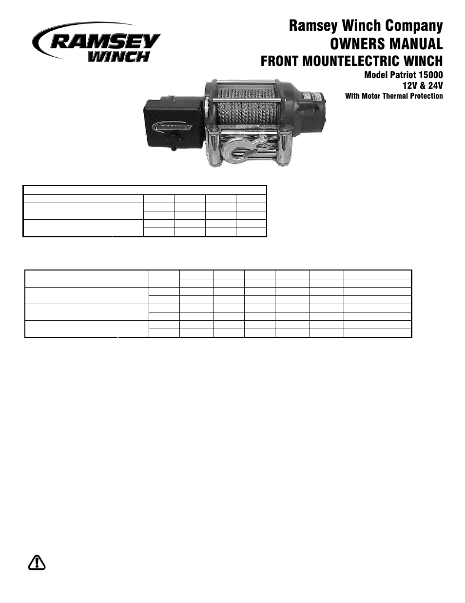 Ramsey Winch PATRIOT 15000 W/THERMAL PROTECTION User Manual | 12 pages