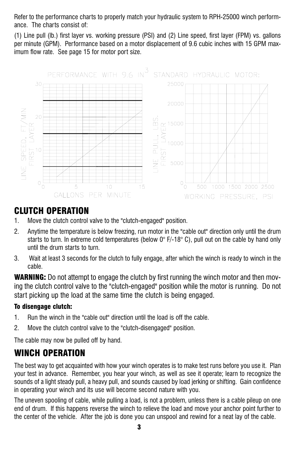 Clutch operation, Winch operation | Ramsey Winch RPH-25000 (JERR-DAN) User Manual | Page 5 / 24