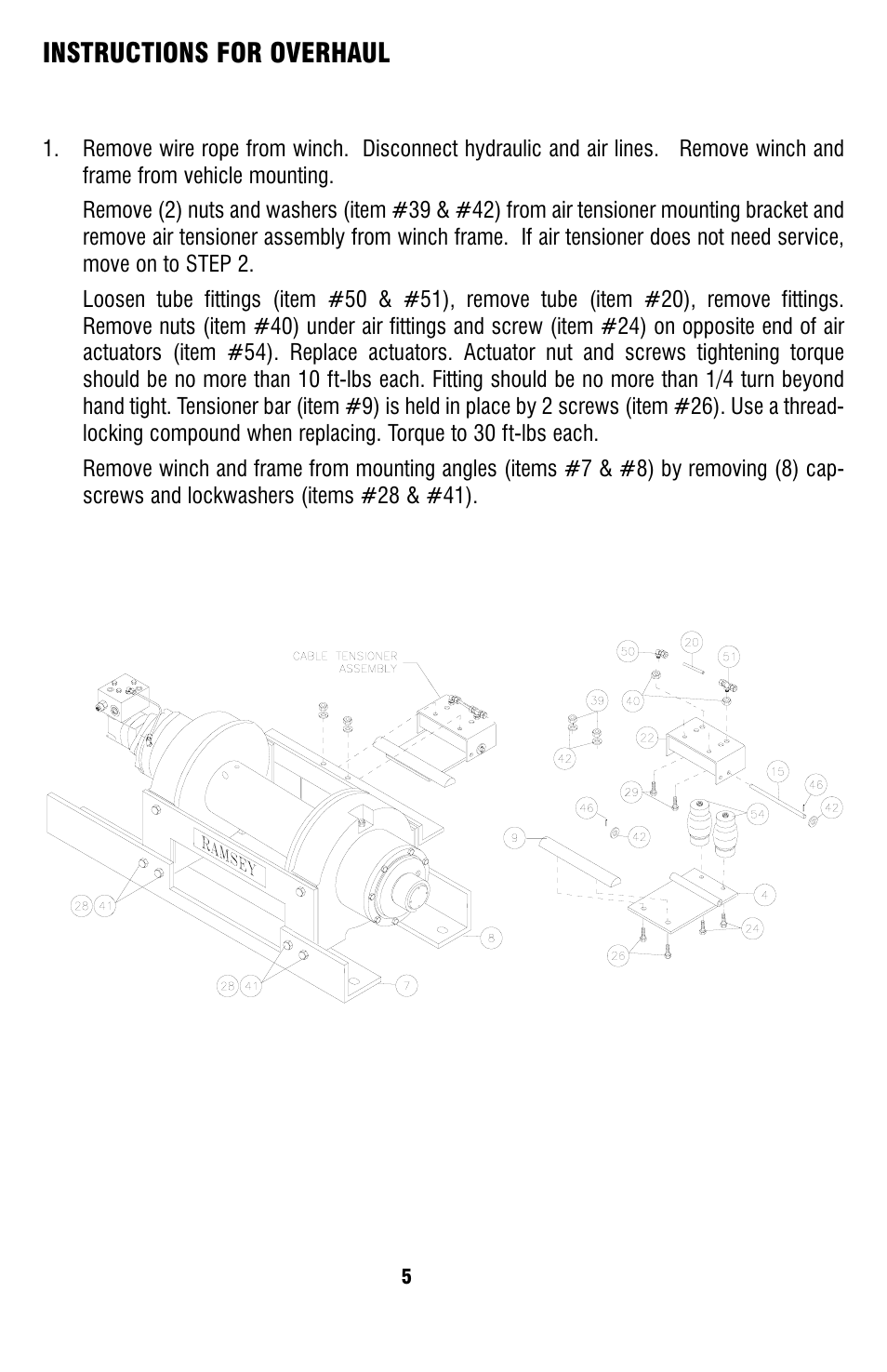 Instructions for overhaul | Ramsey Winch RPH-25000 (JERR-DAN) User Manual | Page 7 / 24