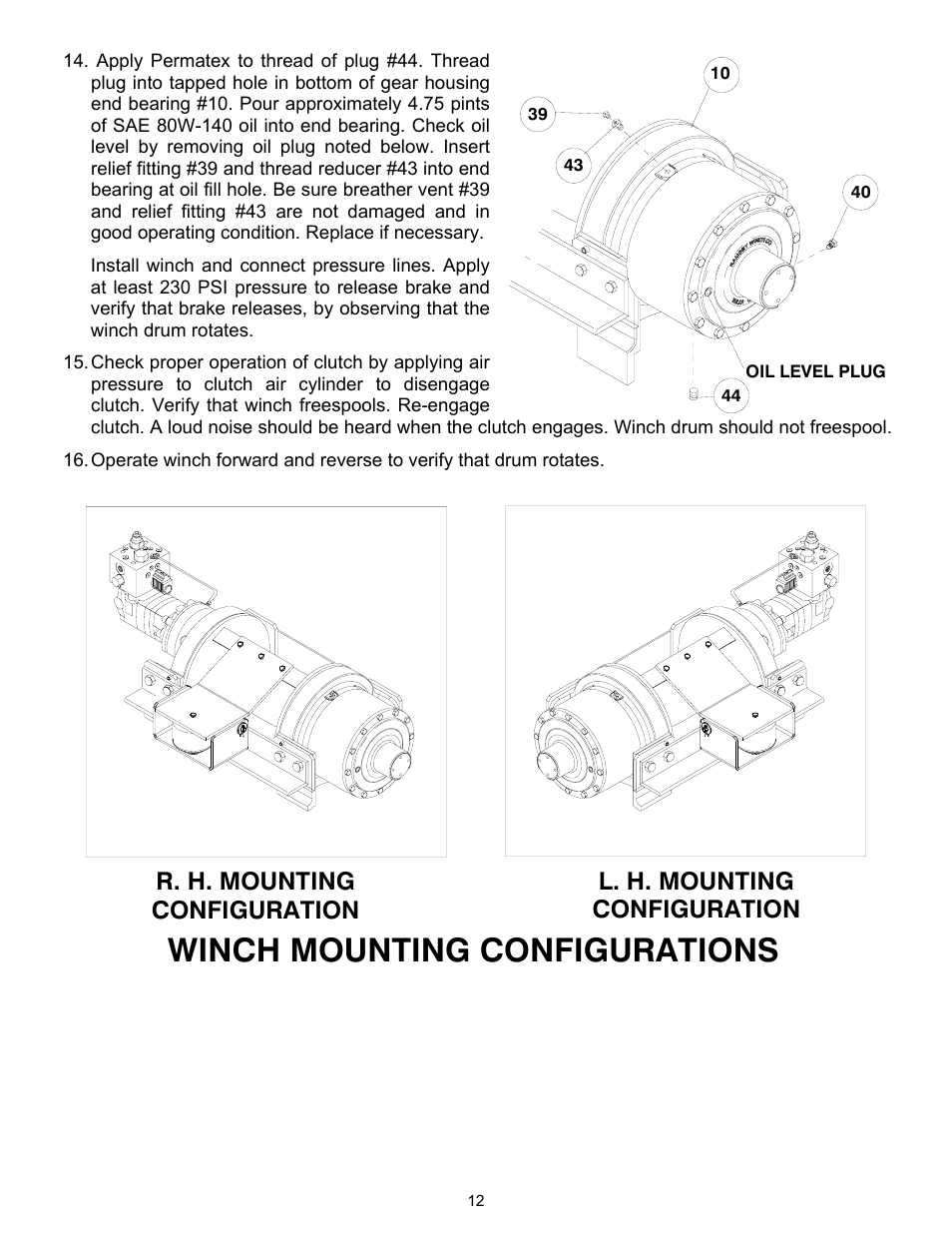 Winch mounting configurations | Ramsey Winch RPH-40000 2 SPEED W/AIR TENSIONER User Manual | Page 14 / 20