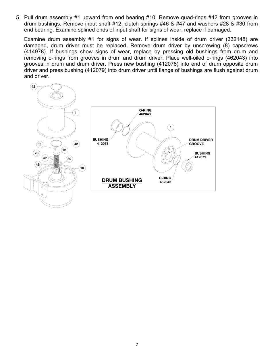 Drum bushing assembly | Ramsey Winch RPH-40000 2 SPEED W/AIR TENSIONER User Manual | Page 9 / 20