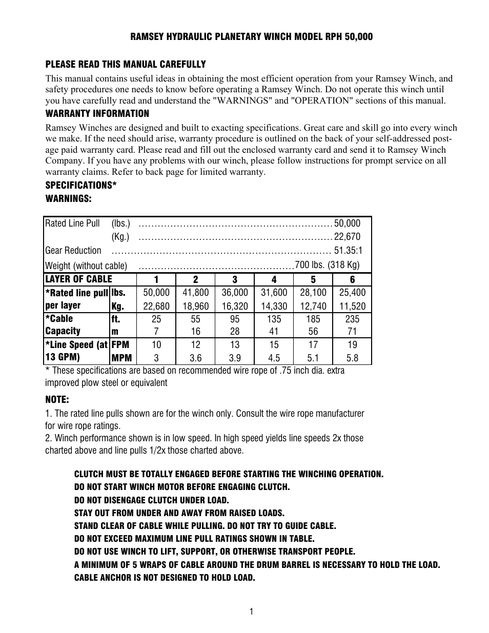 Ramsey Winch RPH-50,000 (AATAC) User Manual | Page 3 / 20