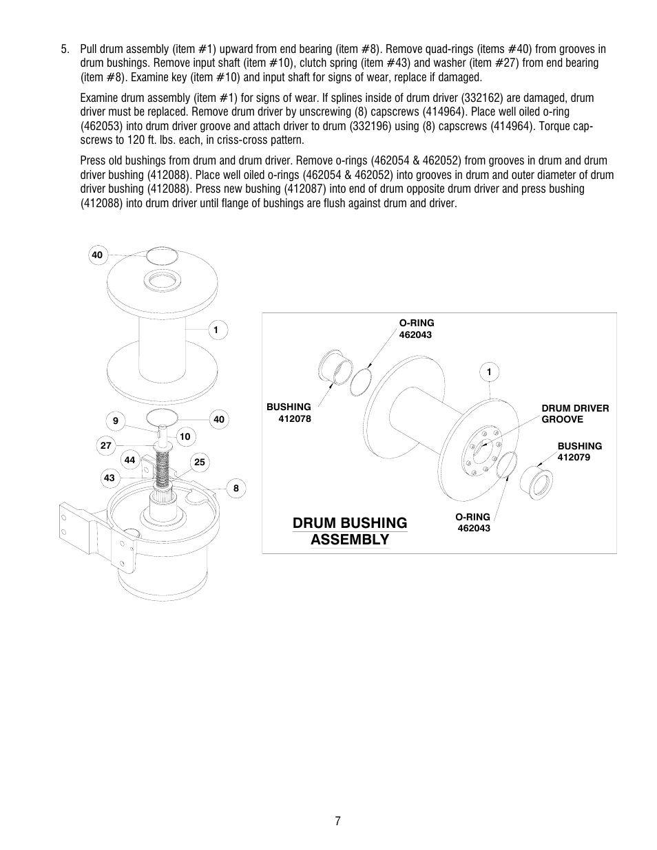 Drum bushing assembly | Ramsey Winch RPH-50,000 (AATAC) User Manual | Page 9 / 20