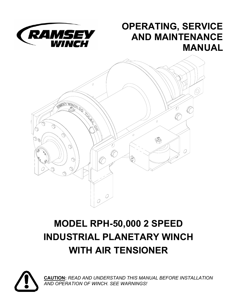 Ramsey Winch RPH-50000 LARGE FLANGE 2-SPEED W/AIR TENSIONER User Manual | 24 pages