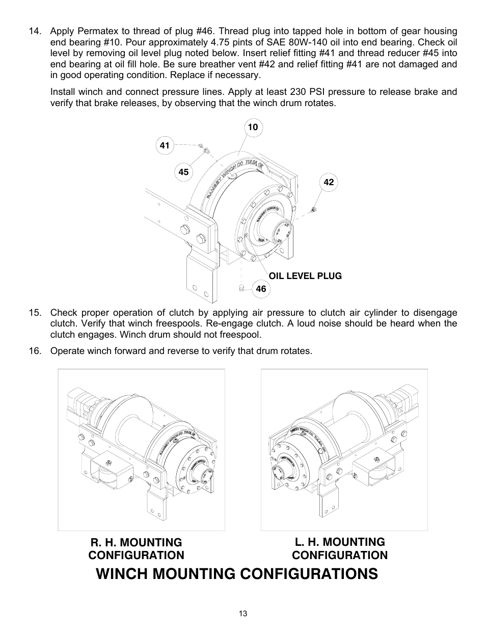 Winch mounting configurations | Ramsey Winch RPH-50000 LARGE FLANGE 2-SPEED W/AIR TENSIONER User Manual | Page 16 / 24