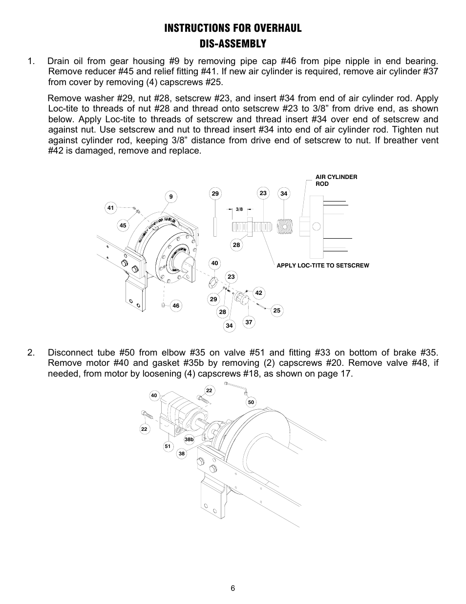 Instructions for overhaul dis-assembly | Ramsey Winch RPH-50000 LARGE FLANGE 2-SPEED W/AIR TENSIONER User Manual | Page 9 / 24