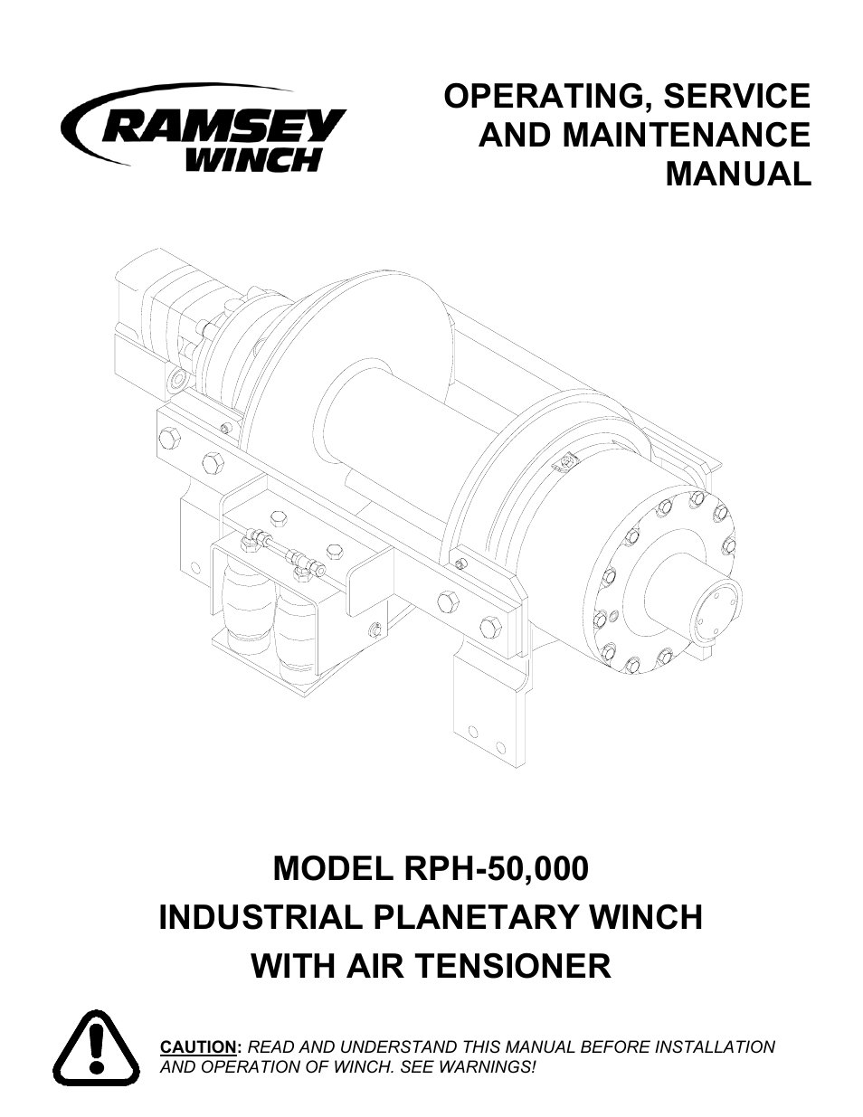 Ramsey Winch RPH-50000 LARGE FLANGE W/AIR TENSIONER (OBSOLETE) User Manual | 24 pages