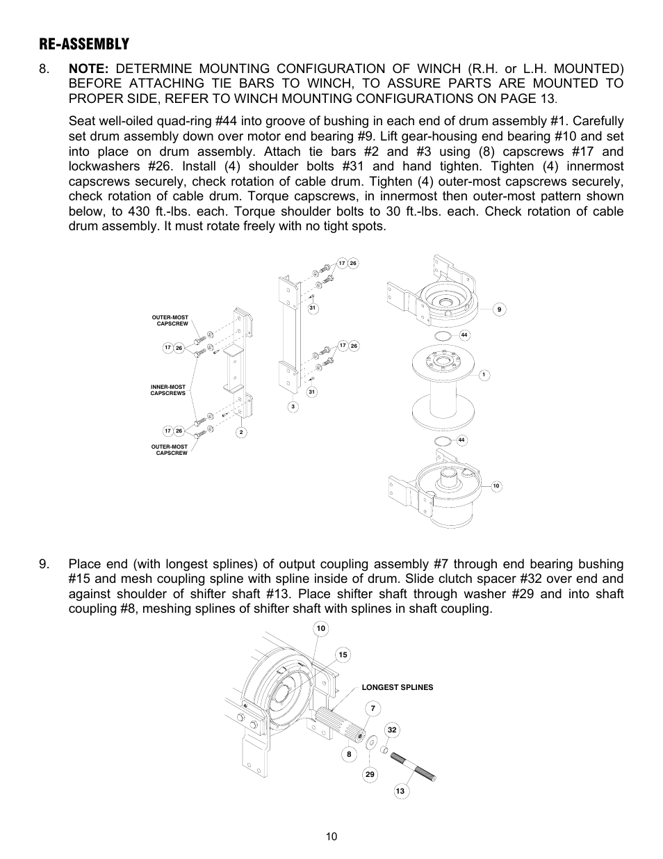 Re-assembly | Ramsey Winch RPH-50000 LARGE FLANGE W/AIR TENSIONER (OBSOLETE) User Manual | Page 13 / 24