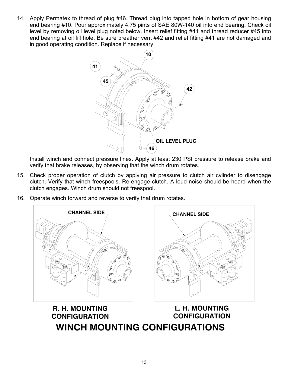 Winch mounting configurations | Ramsey Winch RPH-50000 LARGE FLANGE W/AIR TENSIONER (OBSOLETE) User Manual | Page 16 / 24