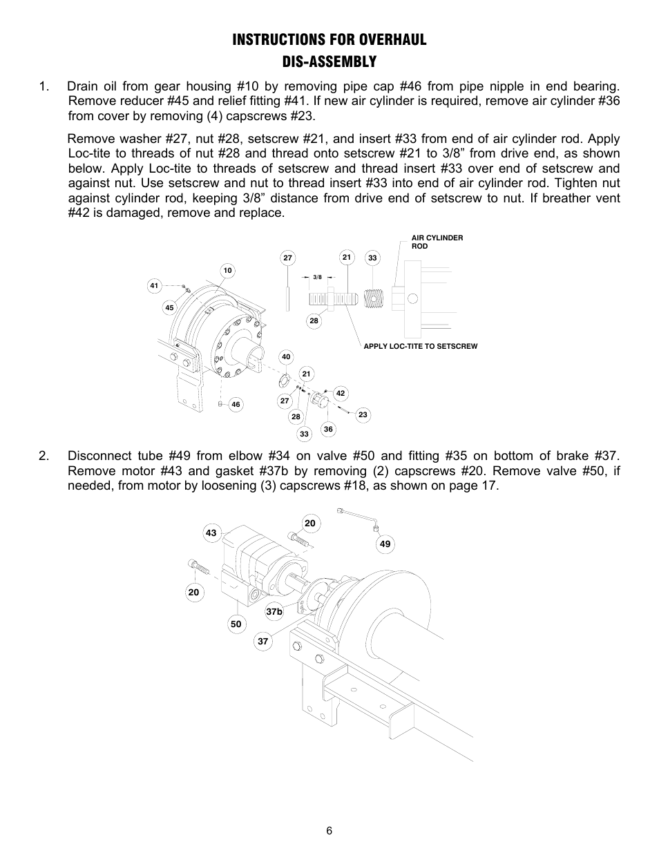 Instructions for overhaul dis-assembly | Ramsey Winch RPH-50000 LARGE FLANGE W/AIR TENSIONER (OBSOLETE) User Manual | Page 9 / 24