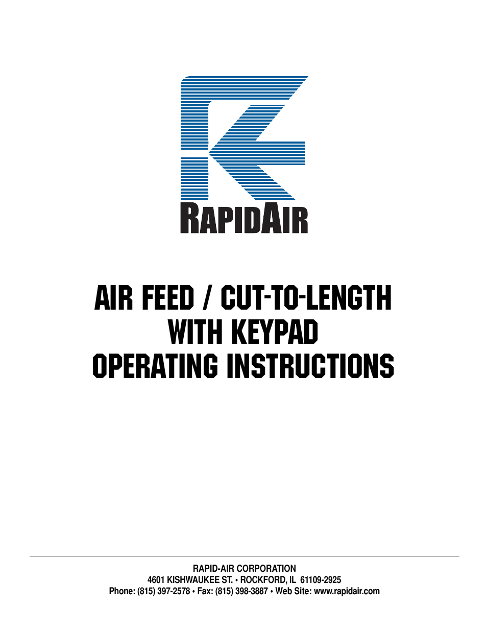 Rapid-Air AIR FEED / CUT-TO-LENGTH WITH KEYPAD User Manual | 21 pages