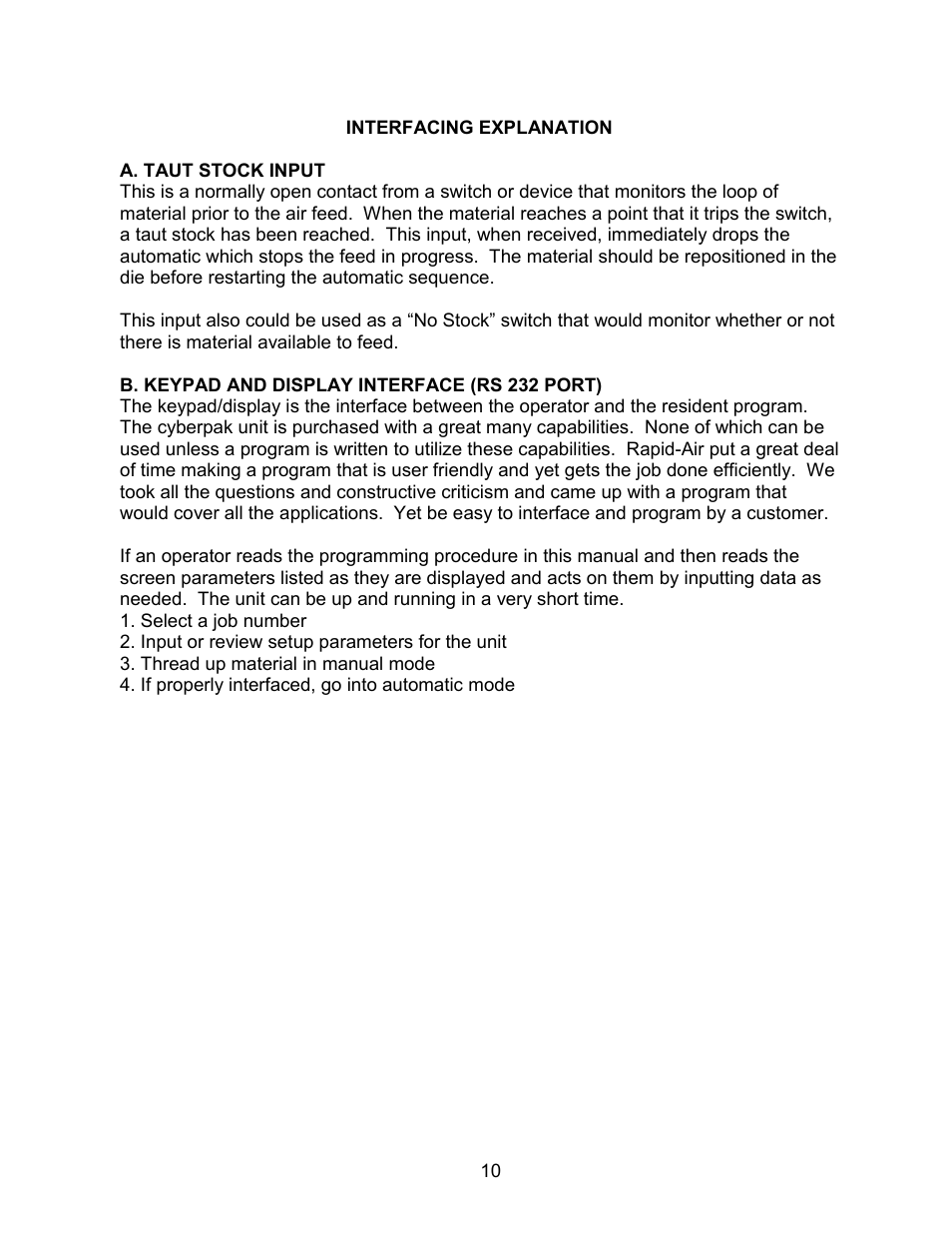 Rapid-Air AIR FEED / CUT-TO-LENGTH WITH KEYPAD User Manual | Page 11 / 21