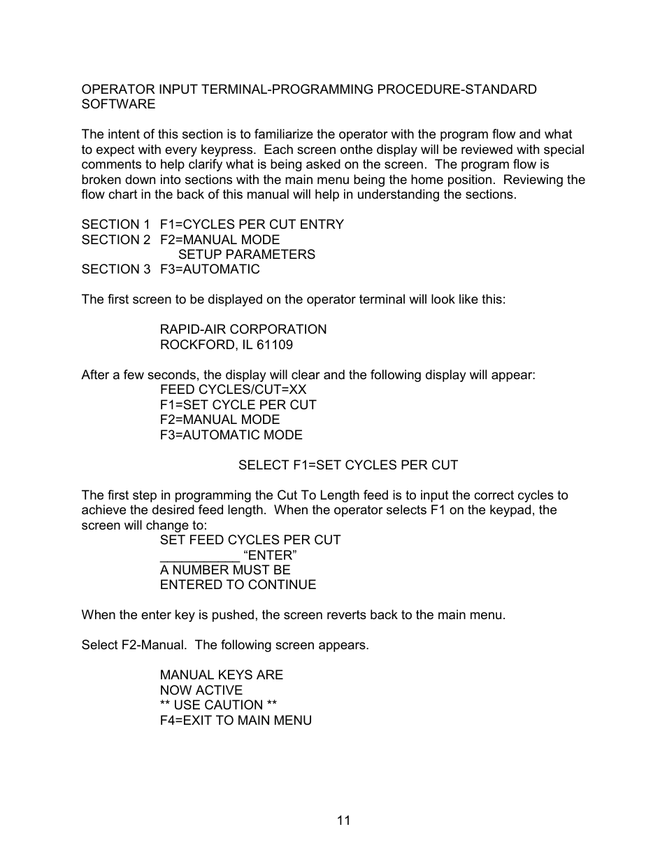 Rapid-Air AIR FEED / CUT-TO-LENGTH WITH KEYPAD User Manual | Page 12 / 21