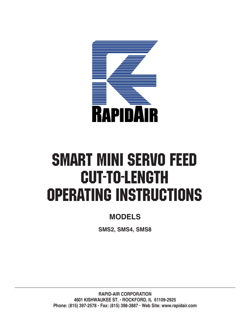 Rapid-Air SMART MINI-SERVO FEED CUT-TO-LENGTH: SMS2, SMS4, SMS8 User Manual | 23 pages