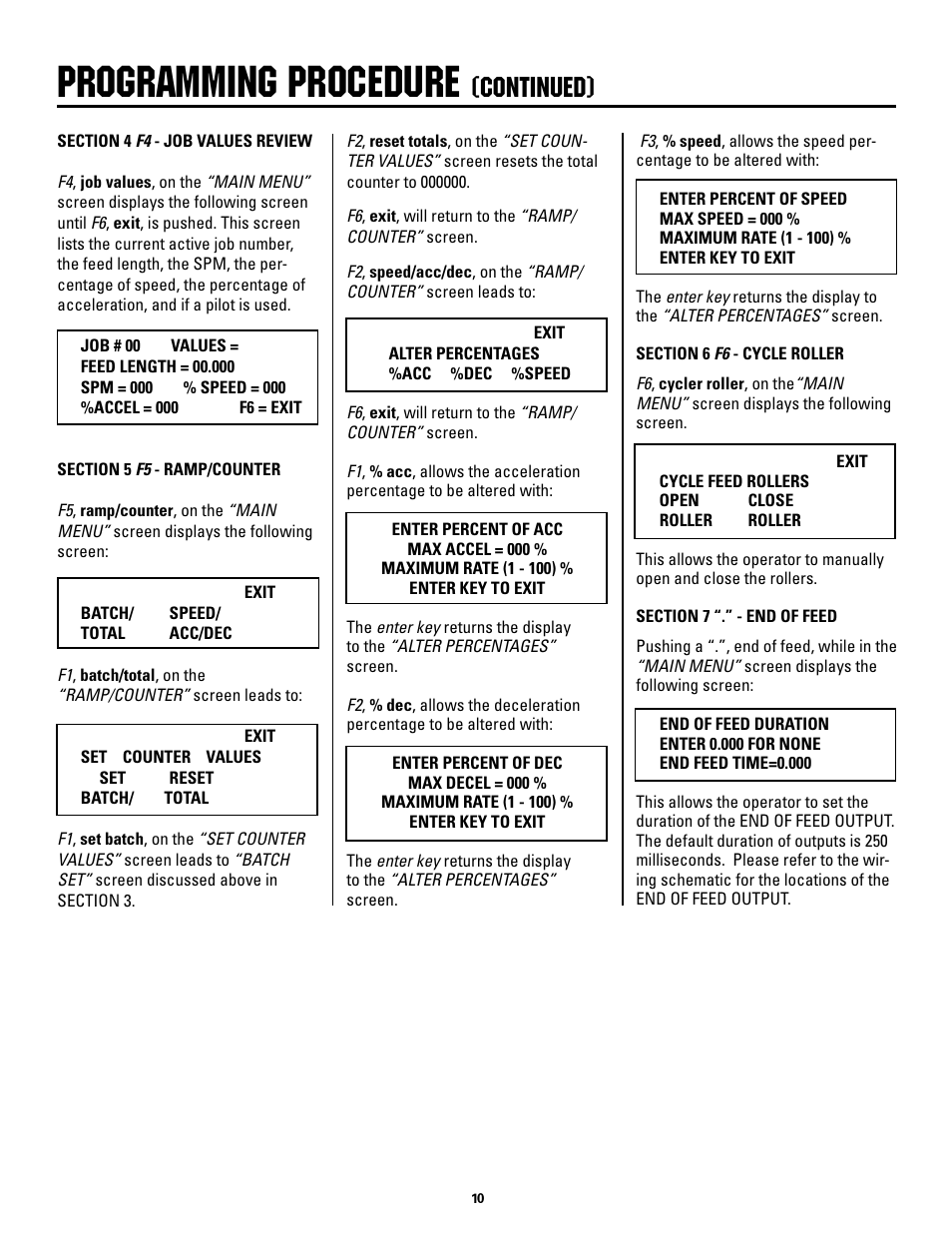 Programming procedure, Continued) | Rapid-Air SMART MINI-SERVO FEED: SMS2, SMS4, SMS8 User Manual | Page 10 / 20