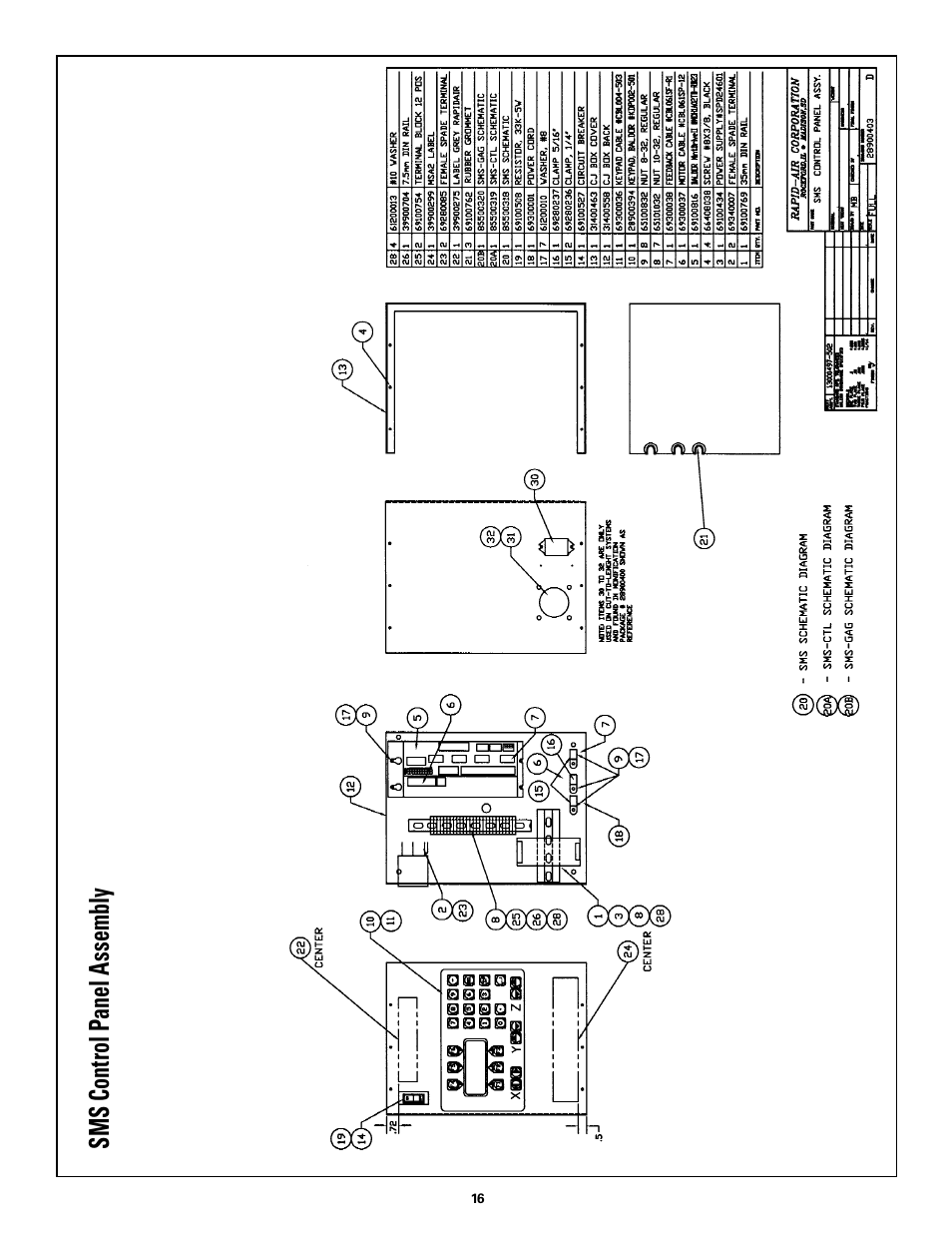 Sms control panel assembly | Rapid-Air SMART MINI-SERVO GAG FEED User Manual | Page 16 / 18