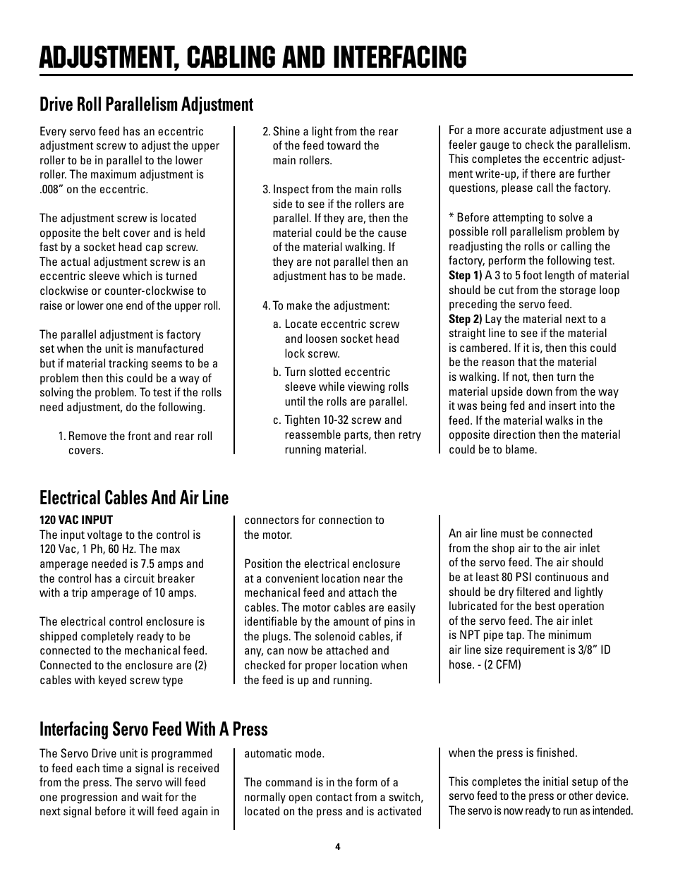 Adjustment, cabling and interfacing | Rapid-Air SMART MINI-SERVO GAG FEED User Manual | Page 4 / 18