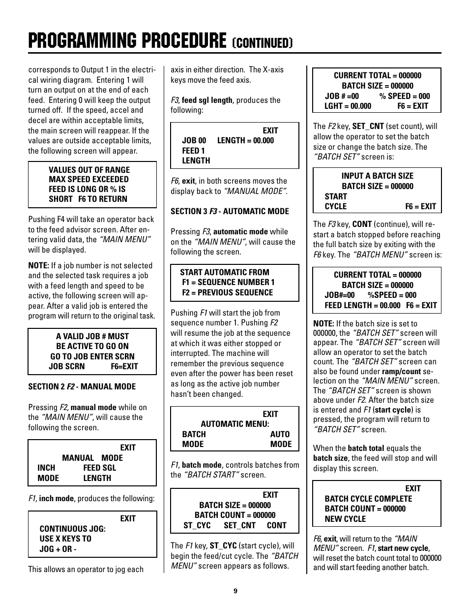 Programming procedure, Continued) | Rapid-Air SMART MINI-SERVO GAG FEED User Manual | Page 9 / 18