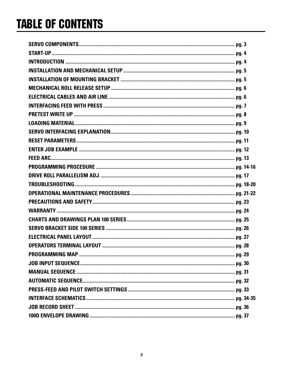 Rapid-Air SERVO FEED: 100C, 100D series User Manual | Page 2 / 37