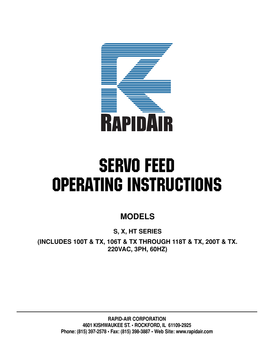 Rapid-Air SERVO FEED: 200T & TX User Manual | 44 pages