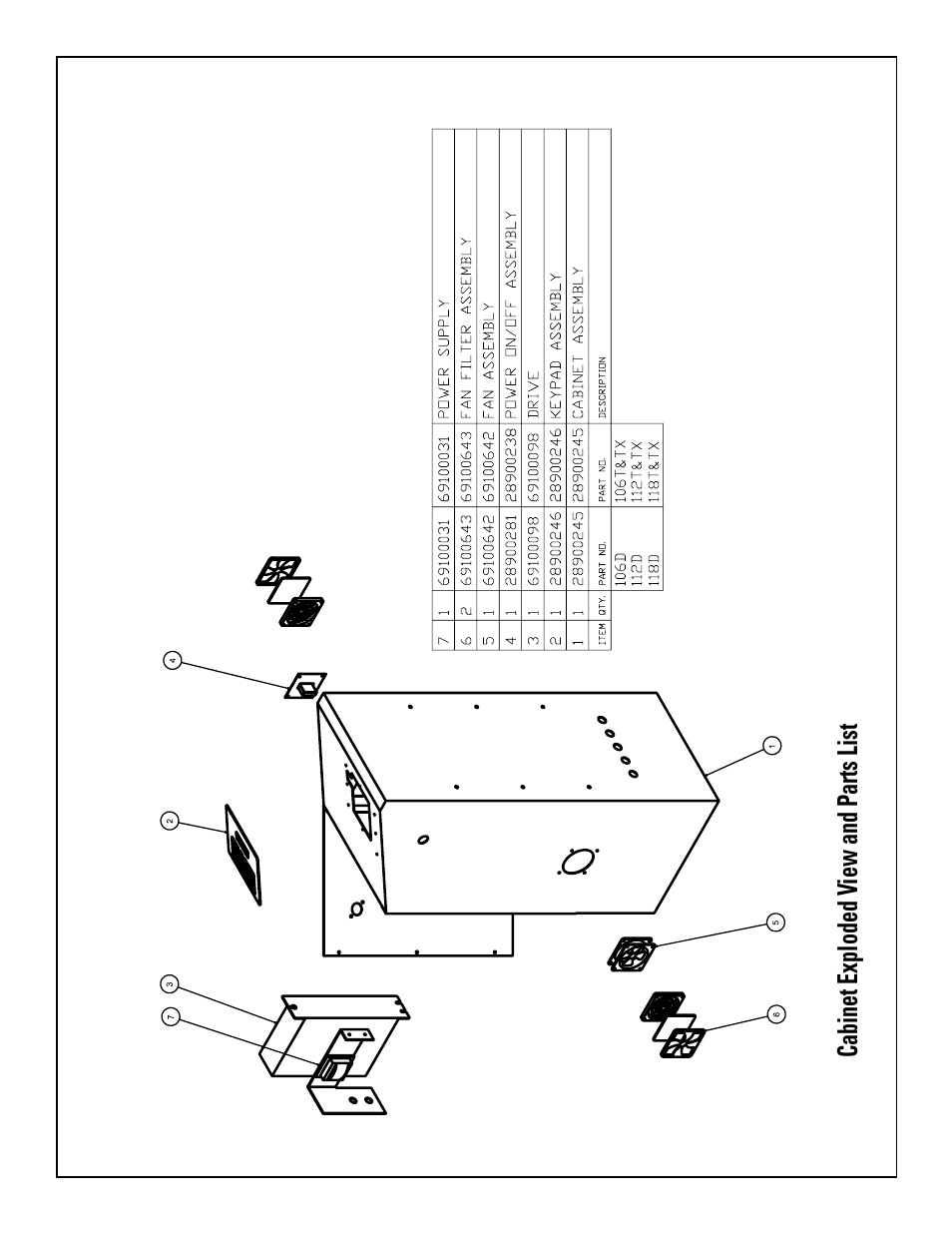 100 series cabinet exploded v iew and parts list | Rapid-Air SERVO FEED: 200T & TX User Manual | Page 39 / 44