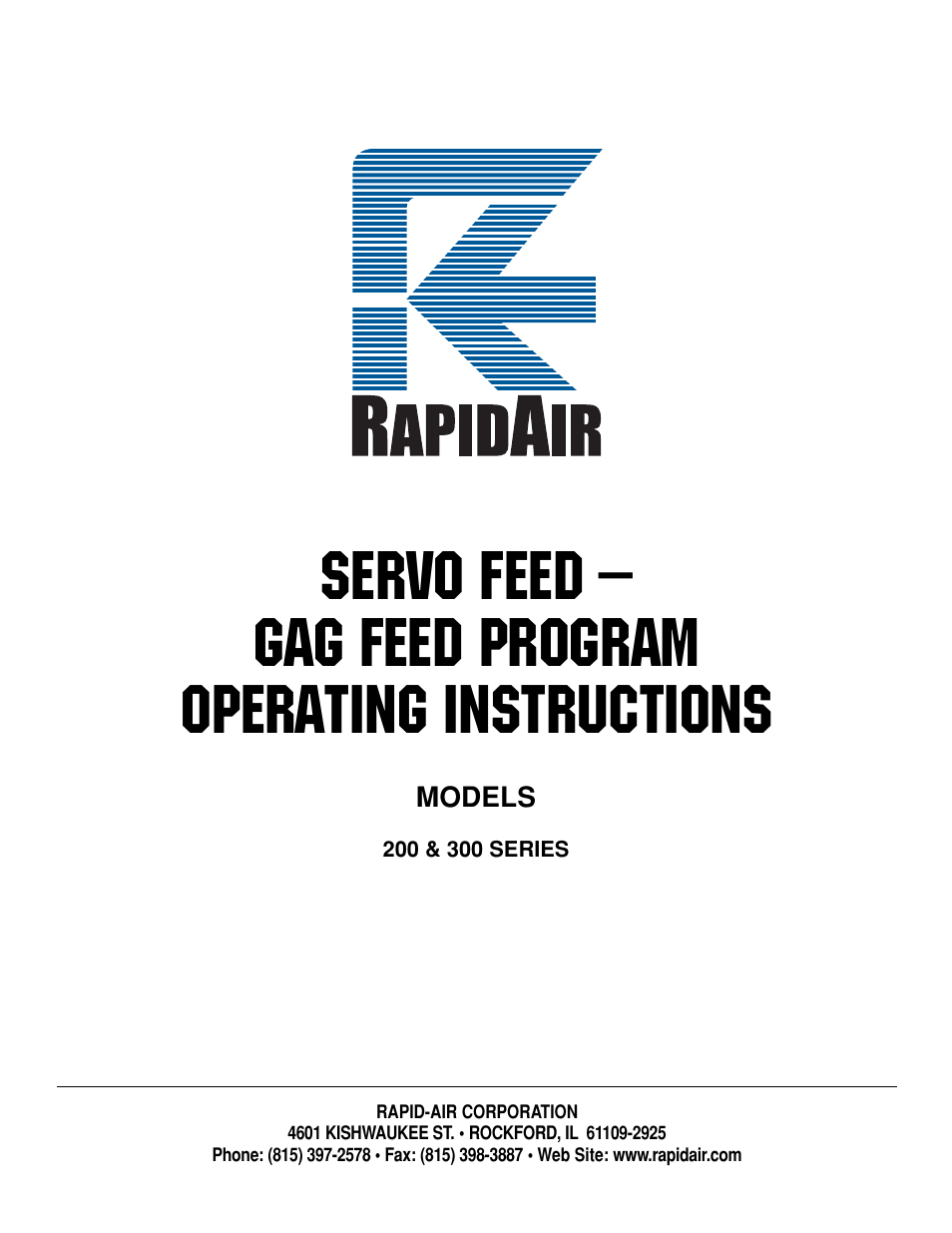 Rapid-Air SERVO FEED GAG FEED: 300 SERIES User Manual | 32 pages