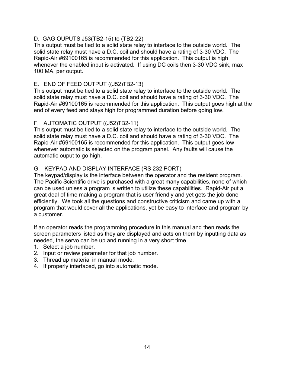 Rapid-Air SERVO FEED GAG FEED: 950 SERIES User Manual | Page 15 / 34