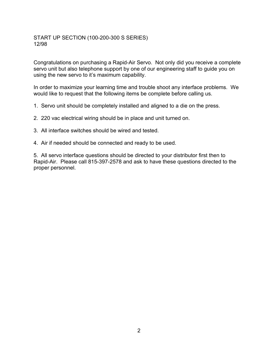 Rapid-Air SERVO FEED GAG FEED: 950 SERIES User Manual | Page 3 / 34