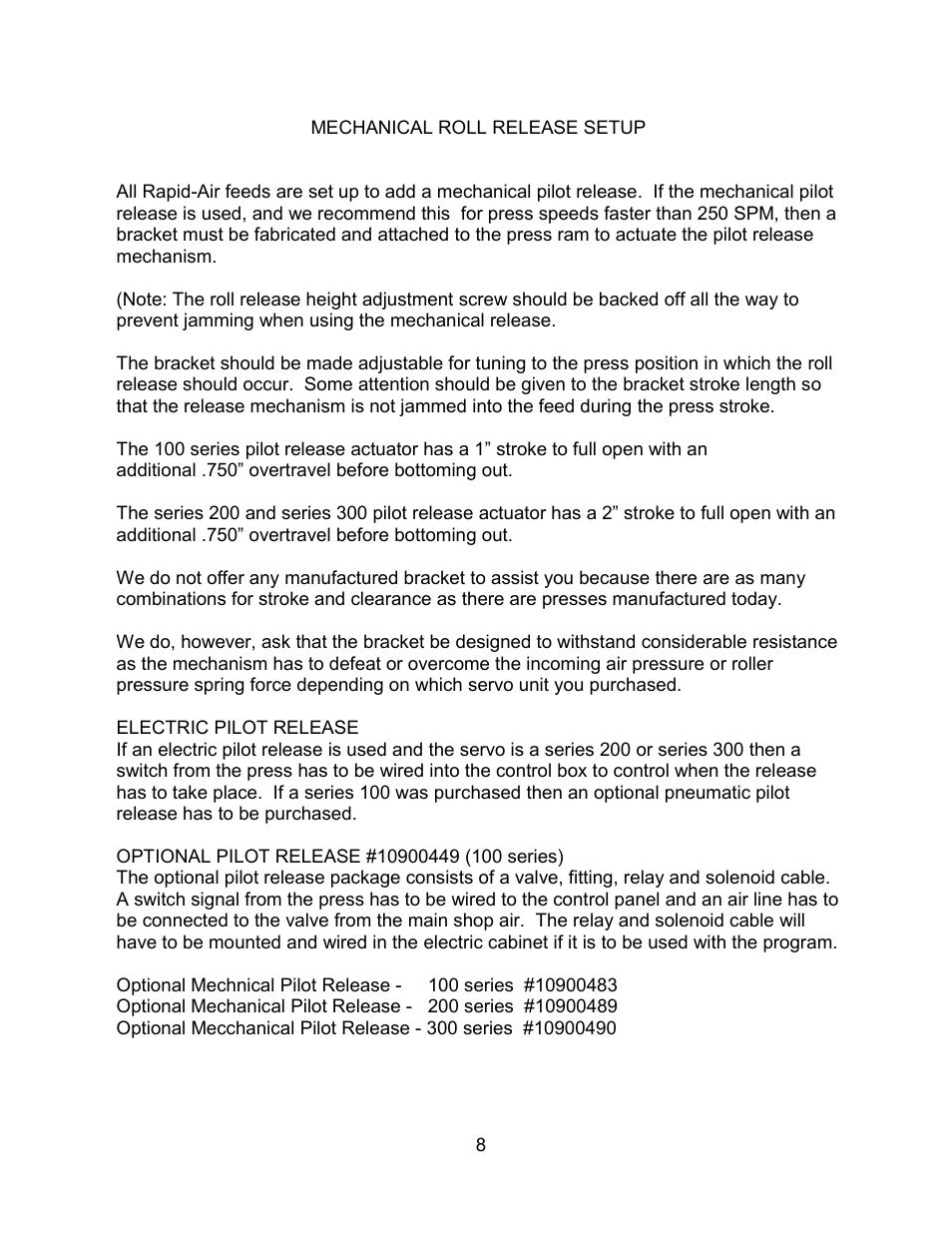 Rapid-Air SERVO FEED GAG FEED: 950 SERIES User Manual | Page 9 / 34