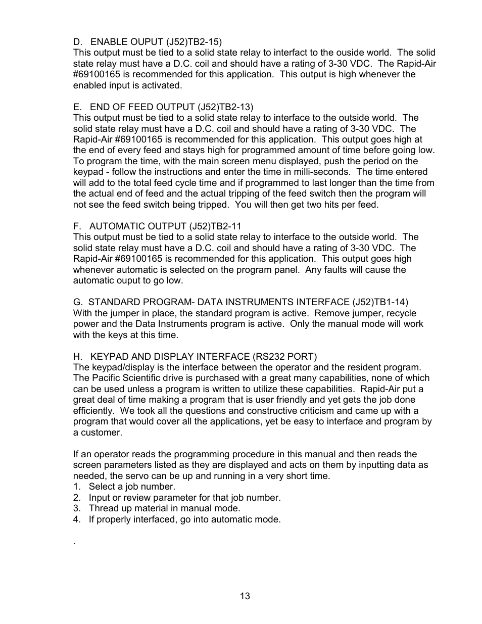 Rapid-Air SERVO FEED WITH TRANSTERM: C, S, X, HT SERIES User Manual | Page 14 / 33