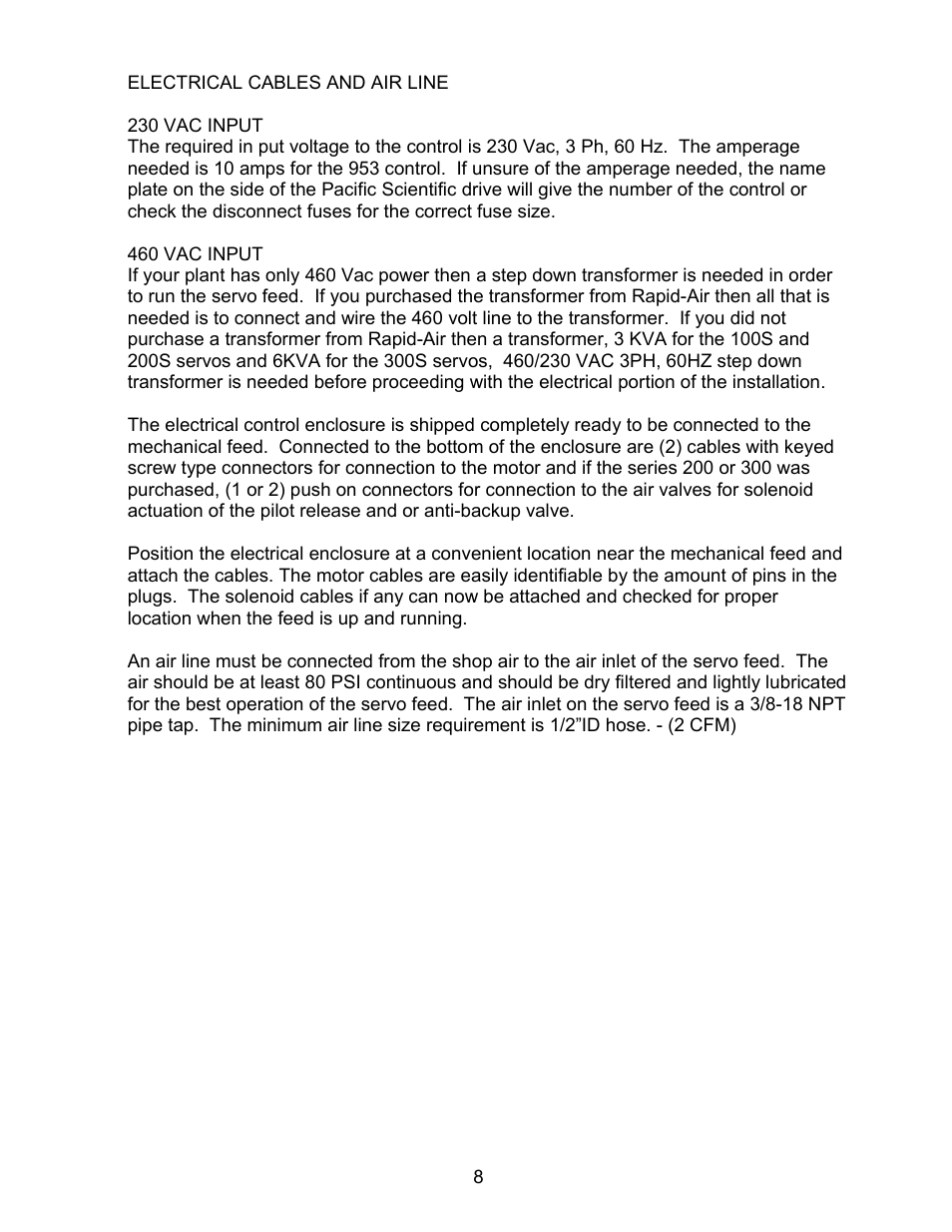 Rapid-Air SERVO FEED WITH TRANSTERM: C, S, X, HT SERIES User Manual | Page 9 / 33