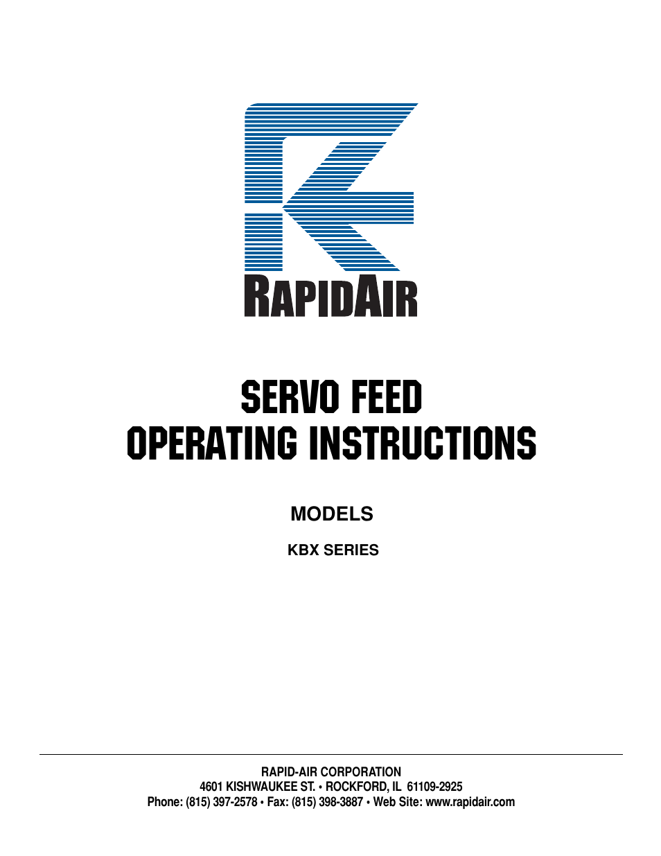 Rapid-Air SERVO FEED: KBX SERIES User Manual | 35 pages