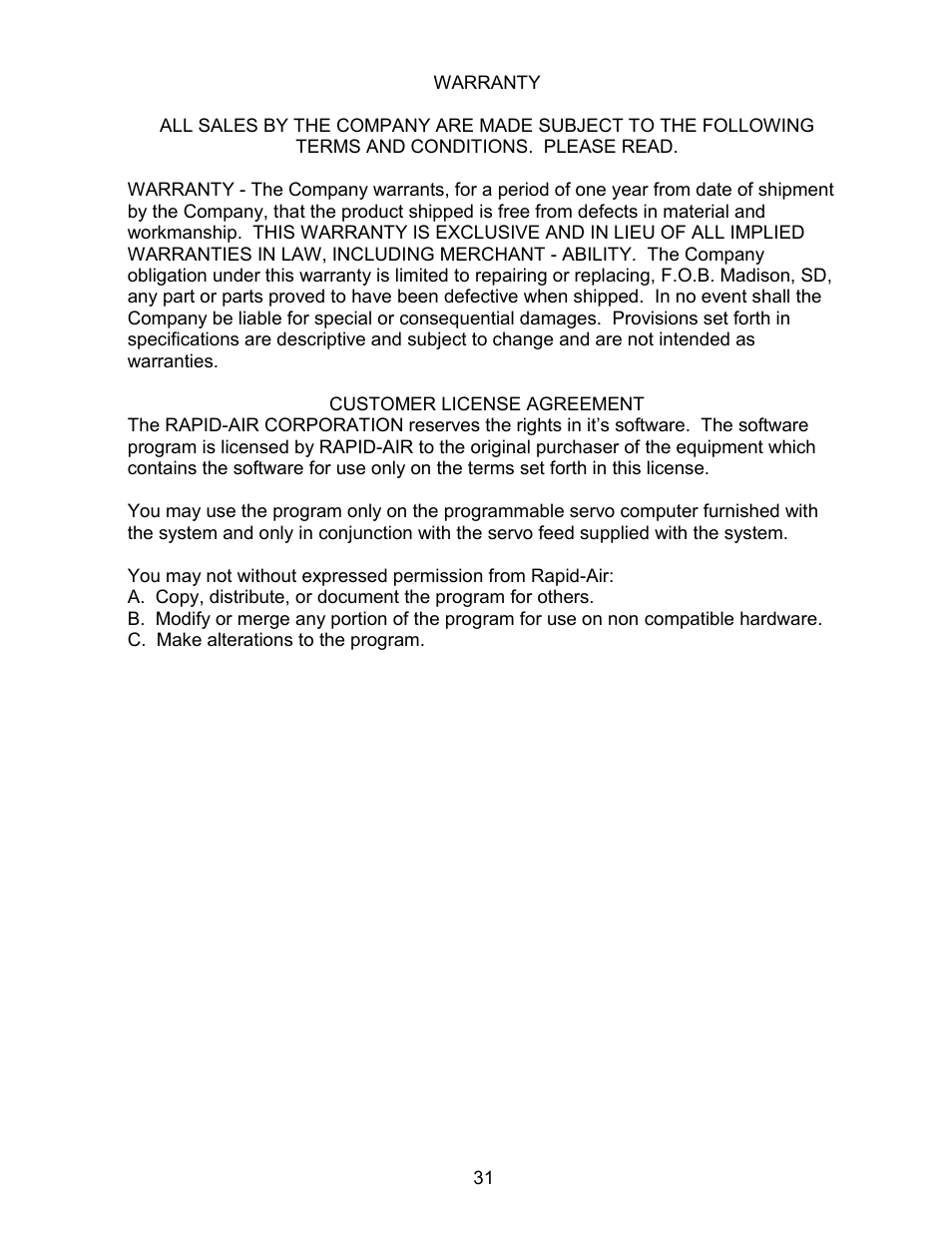 Rapid-Air SERVO FEED: KBX SERIES User Manual | Page 32 / 35