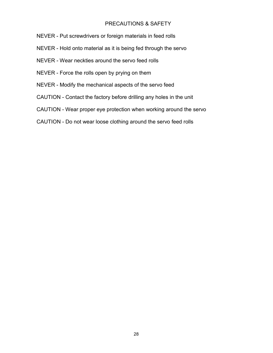 Rapid-Air SERVO FEED WITH CUT-TO-LENGTH: 100, 200 & 300 SERIES User Manual | Page 29 / 41