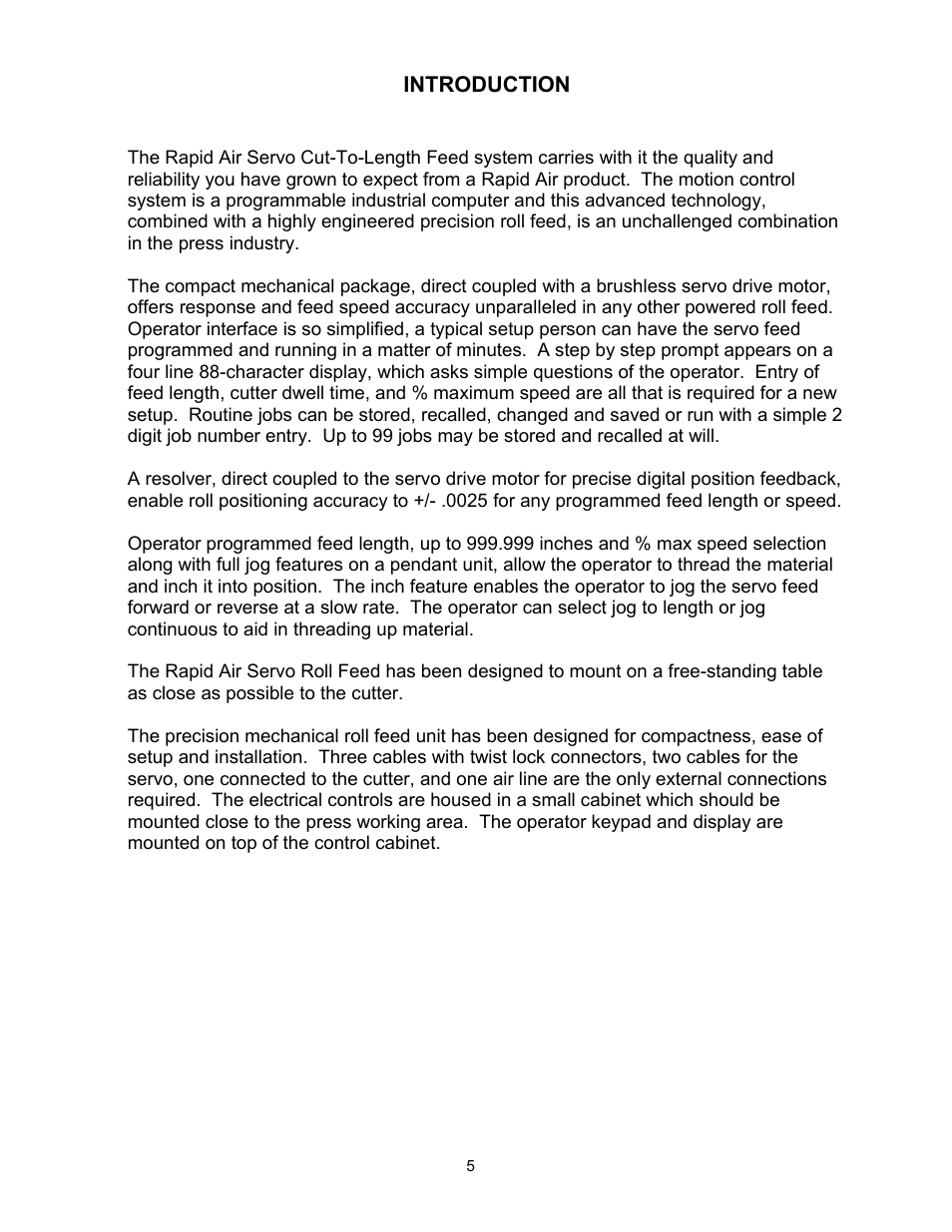 Rapid-Air SERVO FEED WITH CUT-TO-LENGTH: 100, 200 & 300 SERIES User Manual | Page 6 / 41