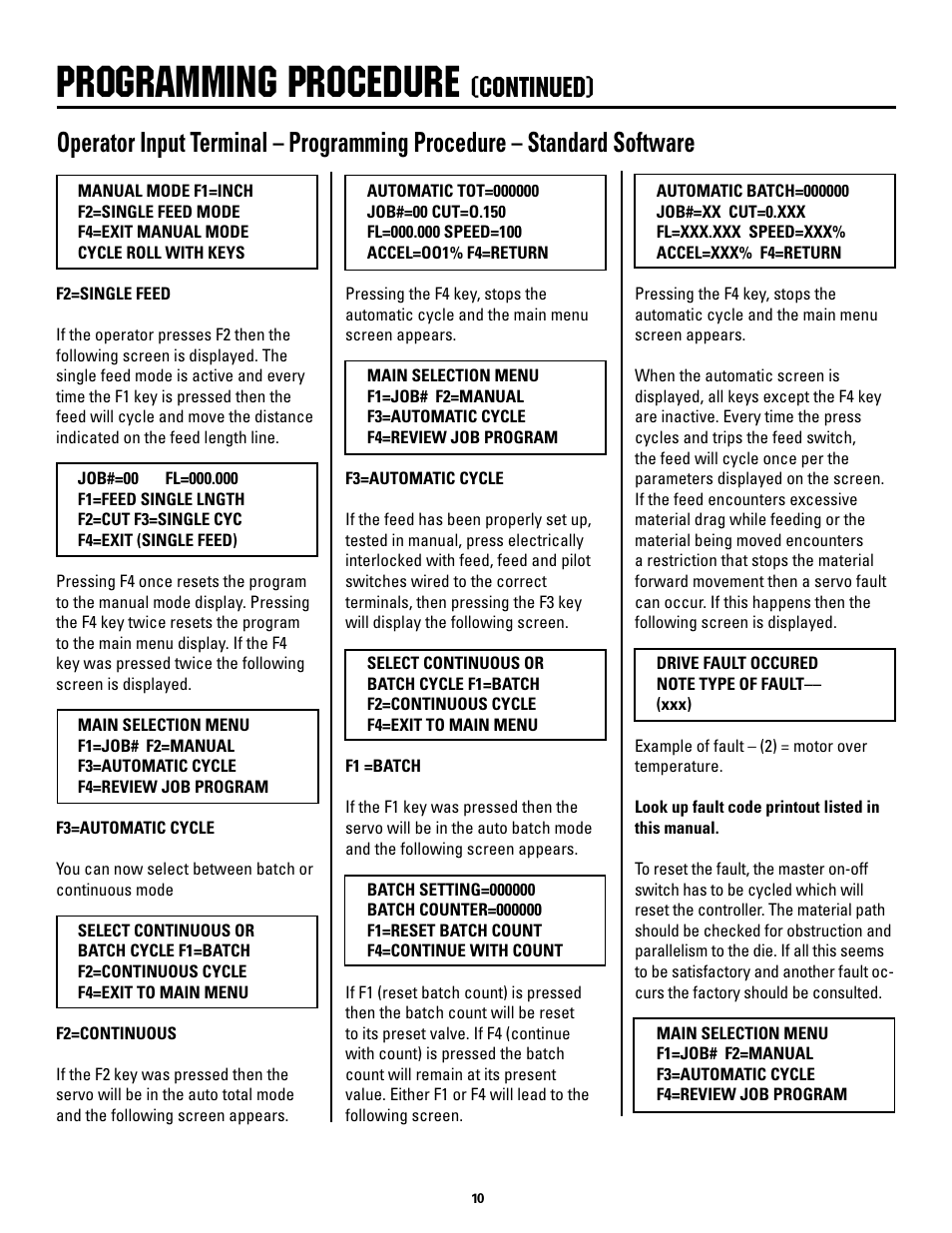 Programming procedure, Continued) | Rapid-Air SERVO FEED / RAPID MASTER User Manual | Page 10 / 26