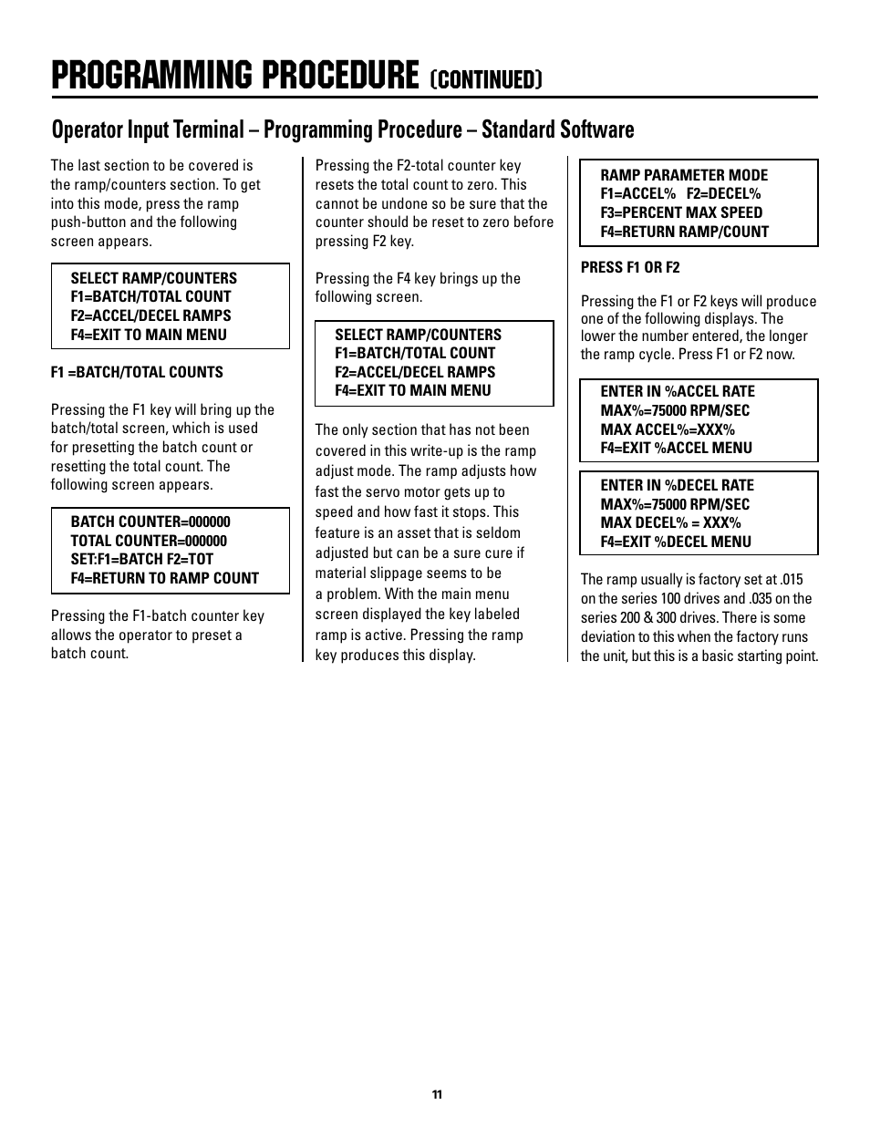Programming procedure, Continued) | Rapid-Air SERVO FEED / RAPID MASTER User Manual | Page 11 / 26